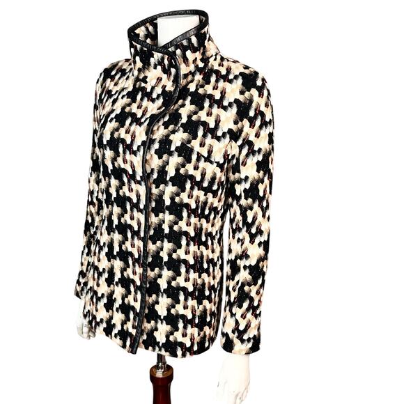 Liliu Jacket blazer Size 6 tweed plaid houndstooth high neck retro old money - Picture 2 of 16